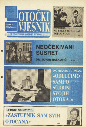 Otočki vjesnik, br. 84 .God.12, br. 84 (1990) : list SSRNH Općina Cres-Lošinj