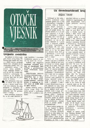 Otočki vjesnik, br. 99 .God.14[!], br. 99 (1993) : list građana Cresa i Lošinja