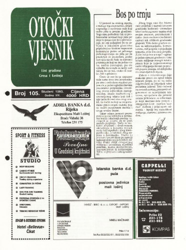 Otočki vjesnik, br. 105 .God.14[!], br. 105 (1993) : list građana Cresa i Lošinja
