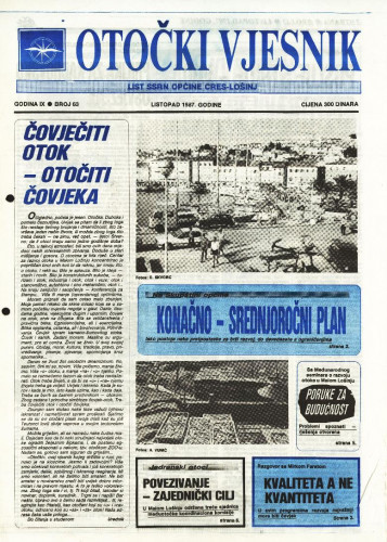 Otočki vjesnik, br. 63 .God.9, br. 63 (1987) : list SSRN općine Cres-Lošinj