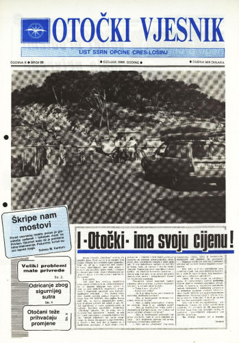 Otočki vjesnik, br. 68 .God.10, br. 68 (1988) : list SSRN općine Cres-Lošinj