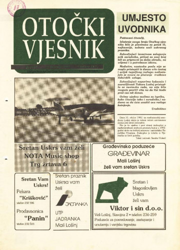 Otočki vjesnik, br. 97 .God.14, br. 97 (1992) : list građana općine Cres-Lošinj