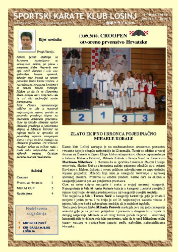 God. 1 (2010), br. 5 : Informativni bilten Karate kluba Lošinj