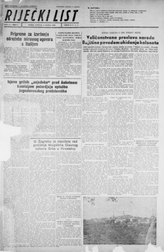 God. 1 (1947), br. 2 : Riječki list