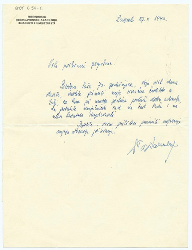 Poslovna korespondencija - pisma upućena Viktoru Caru Eminu