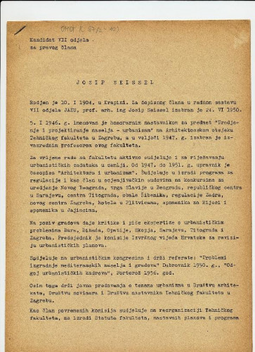 Biografija Josipa Seissela