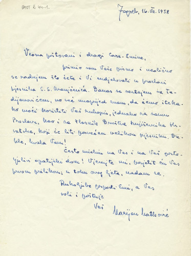 Pismo Marijana Matkovića