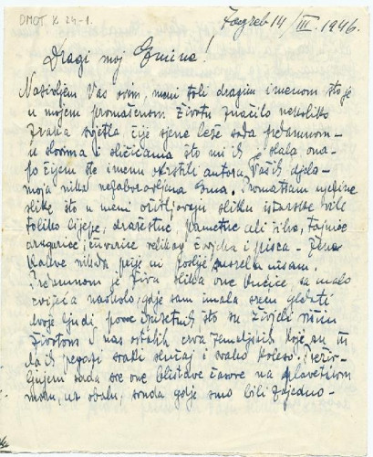 Pismo Marije Jurić Zagorke Viktoru Caru Eminu