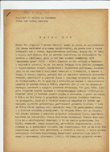 Biografija Mateja Bora