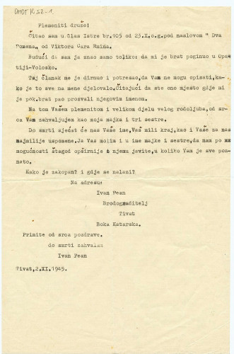 Pismo Ivana Peana
