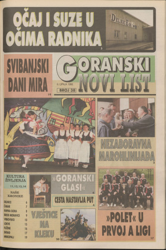 1999, br. 38 : Goranski Novi list