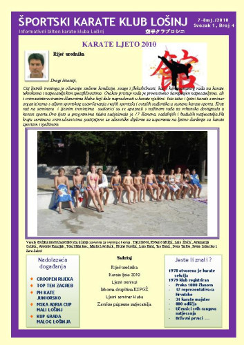 God. 1 (2010), br. 4 : Informativni bilten Karate kluba Lošinj