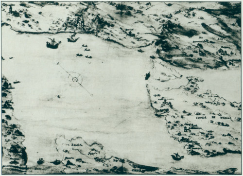Riječki zaljev. Karta iz 1586. / Klobučarić, Ivan, 1550-1605 ; Smokvina, Miljenko (autor fotografija)