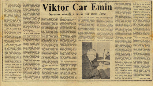 "Viktor Car Emin: narodni učitelj i veliki sin naše Istre" / Demarin, Josip
